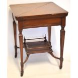 Late 19th/early 20th century mahogany envelope card table, folding and swivelling top over a full