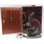 Second half of 20th century mahogany cased binocular microscope, C Baker - London, 2532, the V