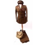 Post WWII Army officer's uniform with badges and buttons for the East Yorkshire Regiment together