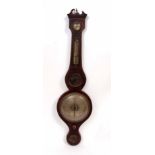 Second half of 19th century mahogany and boxwood line inlaid five-dial wheel barometer, B Biola -