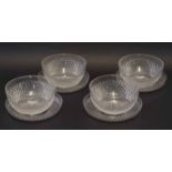 Set of four cut glass bowls and stands, the bowls 13cm diam (8)