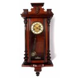 Late 19th/early 20th century Vienna type wall clock with detachable pediment with classical mask,