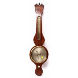 Early 19th century mahogany and boxwood line inlaid wheel barometer, J Sordelli - London, the case