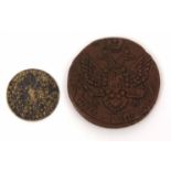 Mixed Lot: 1801 preliminaries of the Peace of Amiens brass token, 24mm (some wear), together with
