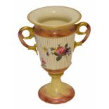 Worcester late 1970 Grainger & Co vase, decorated with floral sprays, the vase on a shaped foot with