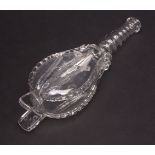 Novelty glass frigger in the form of a pair of bellows, spiral twist neck, the body moulded with