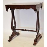 19th century rosewood side table of rectangular form over a shaped frieze and pierced lyre type