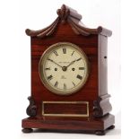 Mid-19th century rosewood mantel clock, signed Thos Gostling - Diss, the shaped pediment with