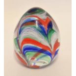 Large Murano glass paperweight, the domed shape with a polychrome swirling design, 16cm high