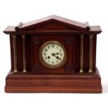 Early 20th century brass mounted mahogany mantel clock, the architectural case with Palladian