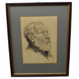 Unsigned conte drawing, Head and shoulders portrait of a young child, 29 x 23cm, together with a