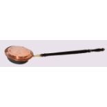 Brass bed warming pan with wooden handle