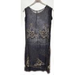 Ladies vintage modern dress with elaborate floral beaded pattern mounts, length 87cm