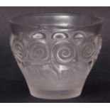 Lalique "Rennes" frosted glass small vase of spreading circular form decorated with reindeer and
