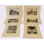 William Monk, signed in pencil to margin, group of six black and white etchings, Cathedrals etc,