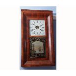 Late 19th century American walnut cased twin weight driven wall clock, Jerome & Co, the moulded