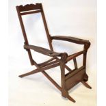 Vintage hardwood steamer chair, possibly from a cruise liner, circa 1930s