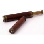 Mixed Lot: two various mahogany and lacquered brass telescopes, both of three-draw construction