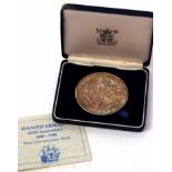 A Royal Mint silver commemorative medal Spanish Armada 400th anniversary 1588-1988, diam 63mm,
