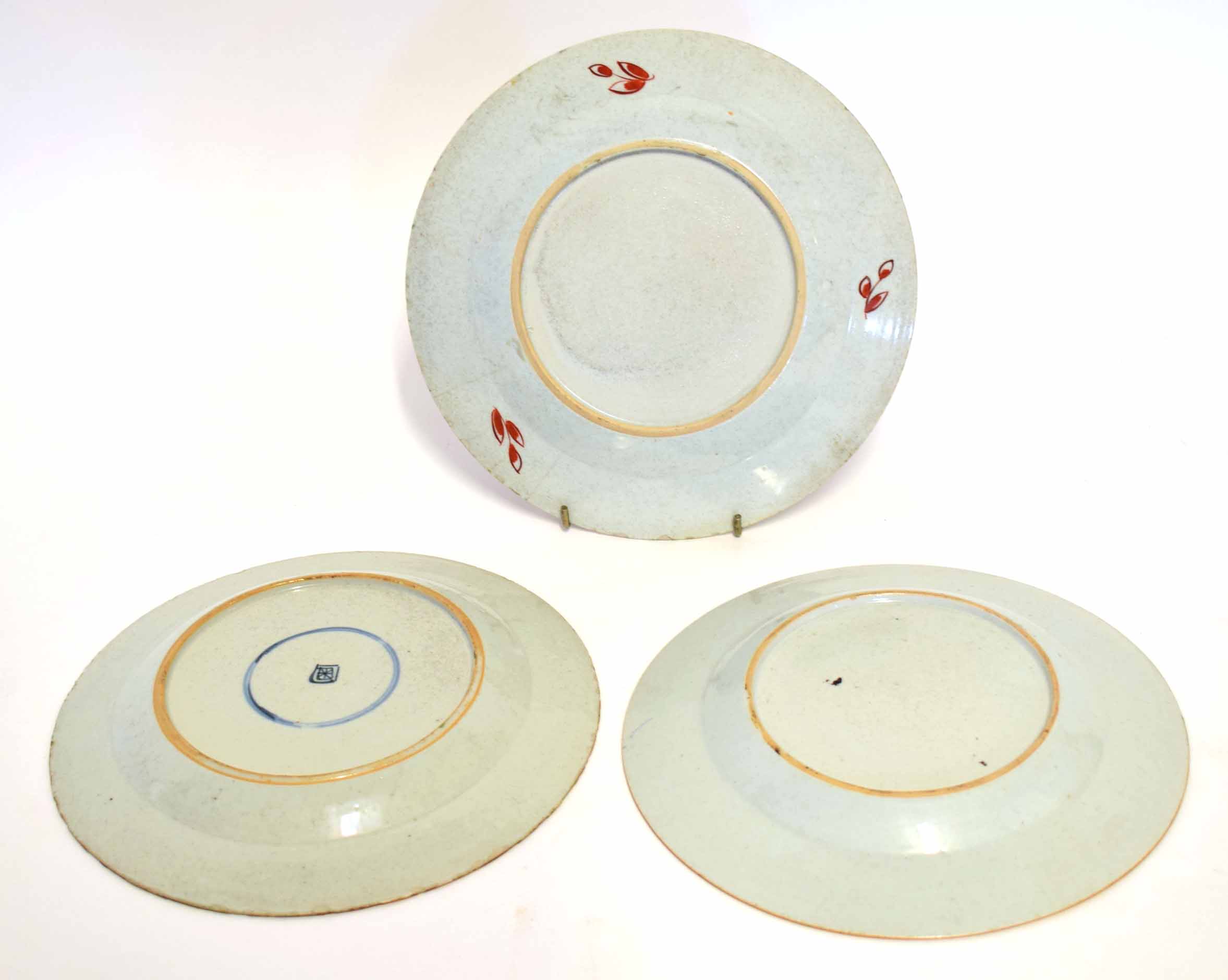 Three 18th century Chinese porcelain plates, the underglaze blue design with European style - Image 2 of 2