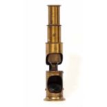 Early 20th century pine cased and lacquered brass student's drum microscope of typical form with