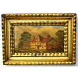 19th century English School, pair of oils on panel, Figures by cottages, 10 x 18cm (2)