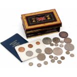 Mixed Lot: small cash tin containing a Victorian 1900 crown together with three further crowns, four
