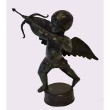 Bronze patinated metal study of Cupid, 54cm high