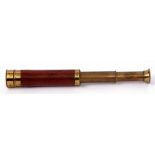 Mid-19th century lacquered brass and mahogany three draw pocket telescope, Gregory - 51 Strand,