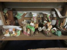 QUANTITY OF HORNSEA ROYAL WOODLAND CREATURE ORNAMENTS IN THE FORM OF TROUGHS VASES JUGS ETC