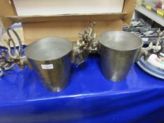 TWO MODERN CHAMPAGNE BUCKETS WITH STAG HANDLES (ONE A/F) (2)