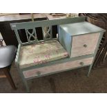 GOOD QUALITY PAINTED TELEPHONE TABLE WITH UPHOLSTERED CUSHION