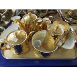 TRAY CONTAINING MIXED GOLD ROYAL WORCESTER PART TEA WARES