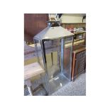 STEEL FLOOR STANDING FOUR-GLASS DISPLAY CASE WITH TOP SWING HANDLE