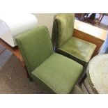 TWO GREEN UPHOLSTERED BEDROOM CHAIRS