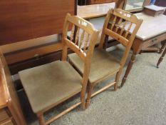 PAIR OF PINE FRAMED BEIGE DINING CHAIRS