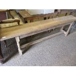 GOOD QUALITY OAK LONG STOOL WITH CARVED FRIEZE