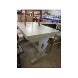 PAINTED DRAW LEAF DINING TABLE WITH SHAPED ENDS