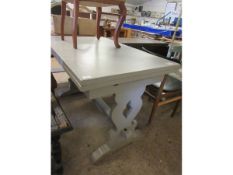 PAINTED DRAW LEAF DINING TABLE WITH SHAPED ENDS