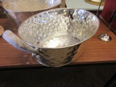 PRESSED METAL AND LEATHER HANDLED CHAMPAGNE BATH