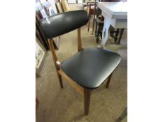 RETRO BLACK REXINE UPHOLSTERED DINING CHAIR