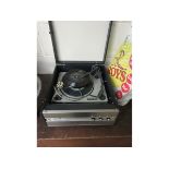 PHILIPS RECORD PLAYER TOGETHER WITH MIXED VINYL RECORDS