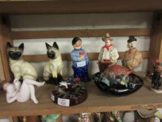 MIXED LOT OF FIGURES NOVELTY SALT AND PEPPER GOEBEL FIGURES AUSTRIAN ASHTRAY ETC (QTY)