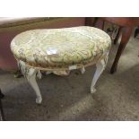 WHITE PAINTED KIDNEY SHAPED STOOL WITH UPHOLSTERED TOP