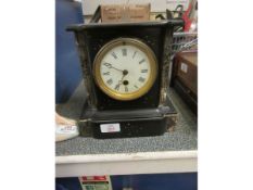 BLACK SLATE AND MARBLE SMALL MANTEL CLOCK