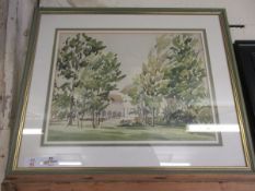 GOOD QUALITY FRAMED WATERCOLOUR OF A MANOR HOUSE