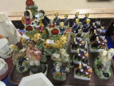 TRAY CONTAINING MIXED REPRODUCTION STAFFORDSHIRE FIGURES ETC