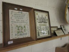 TWO MODERN SAMPLERS ONE OF BLICKLING HALL TOGETHER WITH ASSORTED WATERCOLOURS ETC