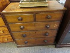 18TH CENTURY OAK TWO OVER THREE FULL WIDTH DRAWER CHEST WITH TURNED KNOB HANDLES