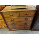 18TH CENTURY OAK TWO OVER THREE FULL WIDTH DRAWER CHEST WITH TURNED KNOB HANDLES